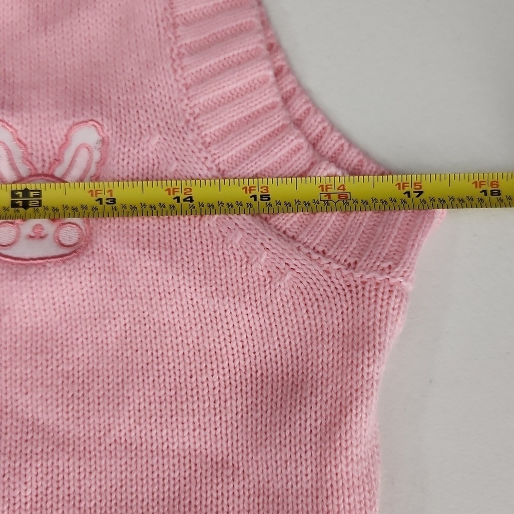 Rumwe Sweater Womens Size 8 To 10 Bunny Vest Pullover Light Pink White - Picture 6 of 8